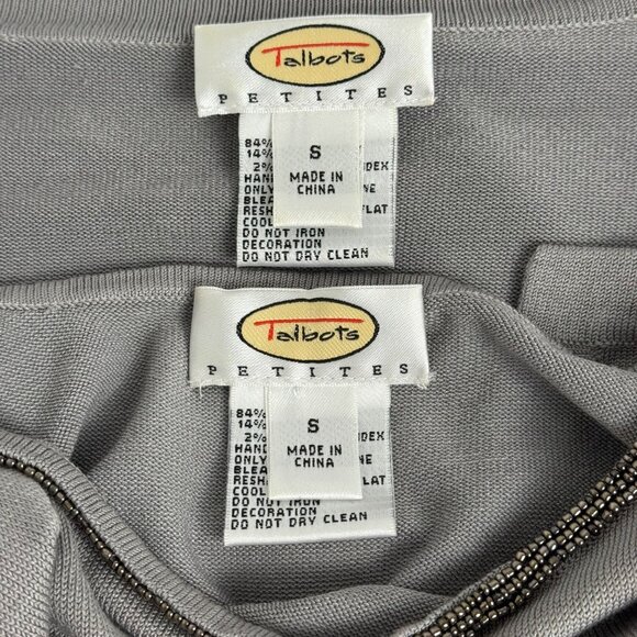 Talbots Grey Silk Blend Beaded Sweater Set Tank & Cardigan Women's SM Petite - Picture 8 of 12